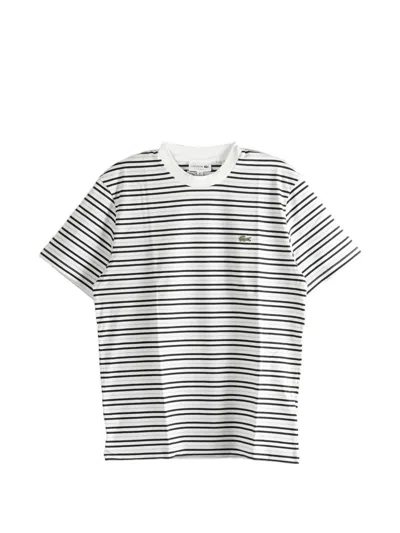 Lacoste Striped Cotton T-shirt In White