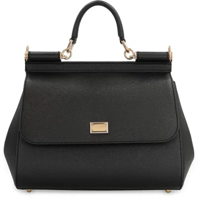 Dolce & Gabbana Black Handbag With Adjustable And Removable Shoulder Strap And Logo Plaque On The Front In Grained L
