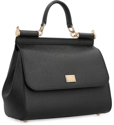 Dolce & Gabbana Black Handbag With Adjustable And Removable Shoulder Strap And Logo Plaque On The Front In Grained L