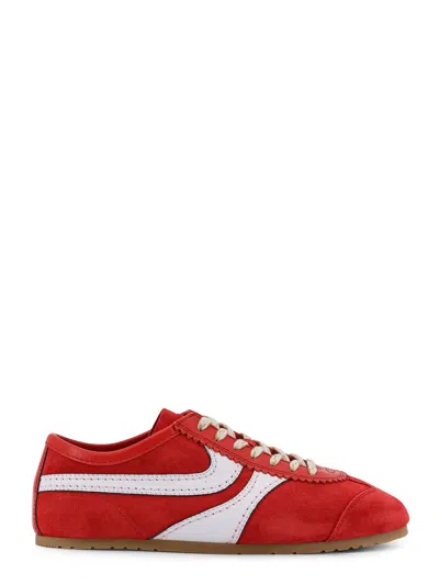 Dries Van Noten 70s Marathon Spirit Suede Low-top Sneakers In Red