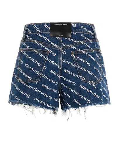 Alexander Wang Denim Shorts Featuring Printed Design In Blue