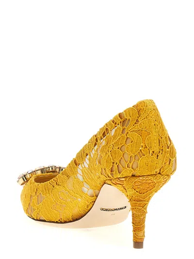 Dolce & Gabbana Bellucci 60 Brooch Lace Pumps In Yellow