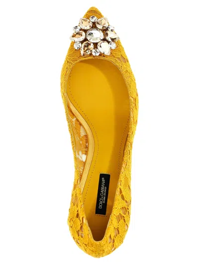 Dolce & Gabbana Bellucci 60 Brooch Lace Pumps In Yellow