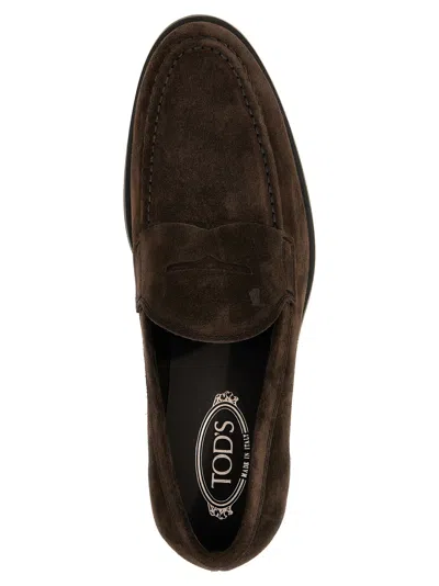 Tod's Tods Mens Dark Brown Gomma Suede Penny Loafers