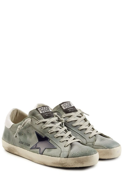 Golden Goose Super Star Sneakers In Leather And Suede In Green