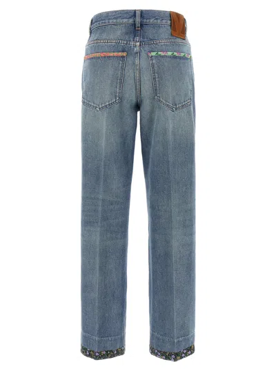 Valentino Garavani Floral Jeans In Blue