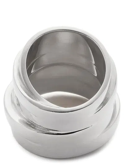 Mm6 Maison Margiela Stackable Ring Featuring Engraved Numbers In Metallic