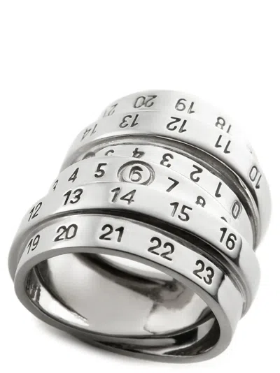 Mm6 Maison Margiela Stackable Ring Featuring Engraved Numbers In Metallic