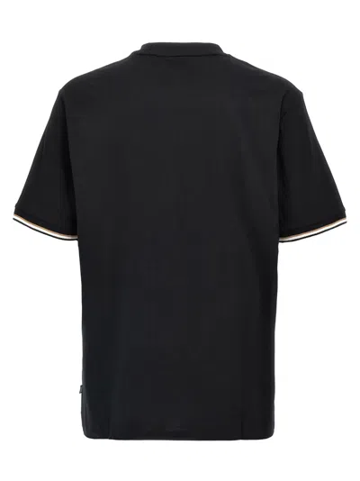 Hugo Boss Cotton-jersey T-shirt With Signature-stripe Cuffs In Dark Blue