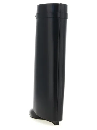 Givenchy Black Sandals With Logo Plaque On The Front And High Wedge Heel In Leather Woman