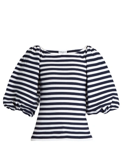 Sonia Rykiel Balloon-sleeved Striped Top In Navy And White Striped