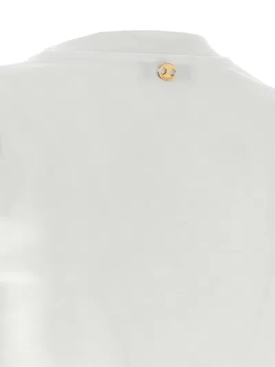 Rabanne White Crewneck Top With Short Sleeves And Ruched Cut-out On The Front In Cotton Woman