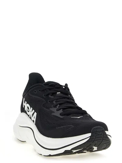 Hoka Clifton 10 Rubber-trimmed Jacquard Running Sneakers In Black