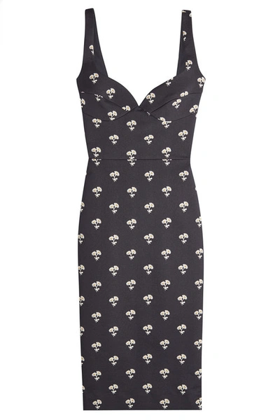 Victoria Beckham Printed Dress With Cotton In Black