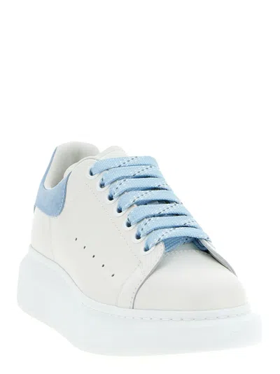 Alexander Mcqueen Oversize Sneakers In White And Light Blue Calf Leather In Multi