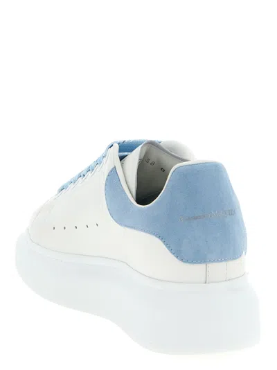 Alexander Mcqueen Oversize Sneakers In White And Light Blue Calf Leather In Multi