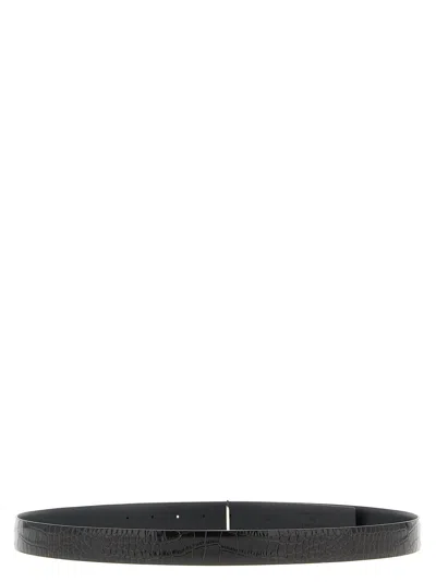 Tom Ford Reversible Python-print Buckle Belt In Black