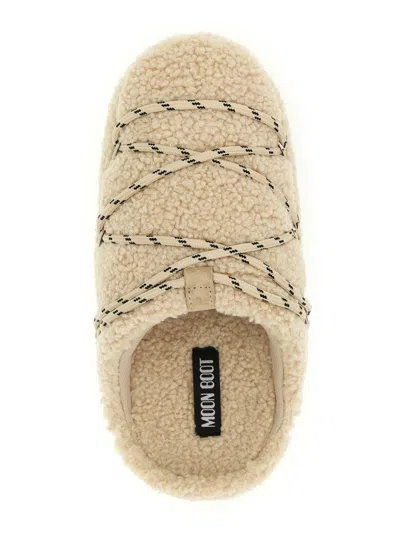 Moon Boot Mb Teddy Slipper Slipper-mule In Beige Shearling In Nude