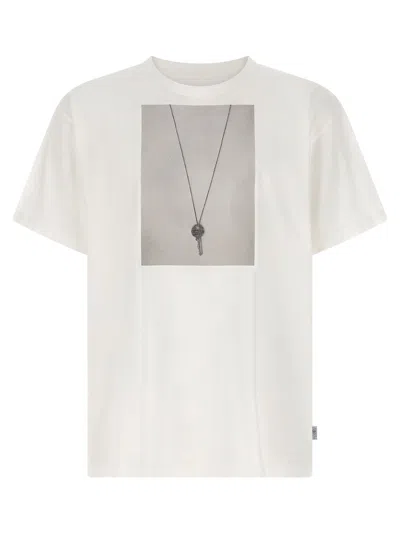Mm6 Maison Margiela T-shirt With A Digitally Inspired Key Print On The Chest In White