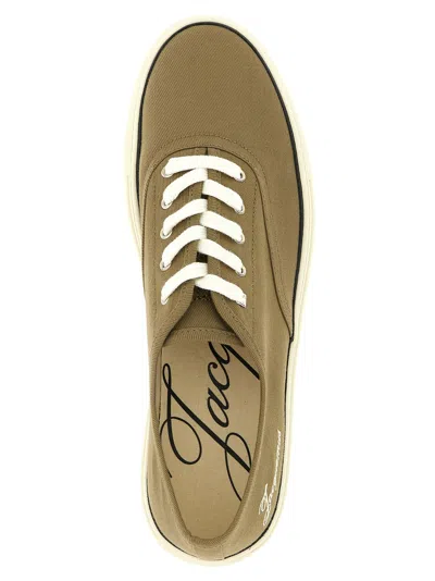 Jacquemus Cotton Low-top Sneakers With Embroidered Logo In Brown