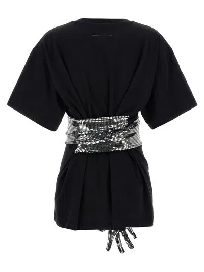 Mm6 Maison Margiela Short-sleeve Black T-shirt With Disco-style Gloves