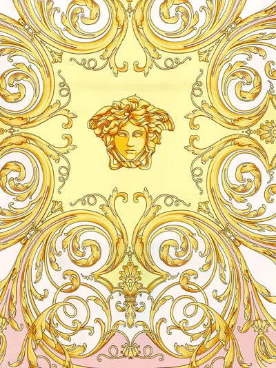 Versace Multicolor One-piece Swimsuit With All-over Medusa Print In Stretch Fabric Woman In Gold