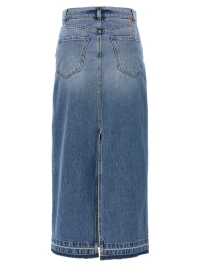 Fortela Long Back Slit Denim Skirt In Classic Wash