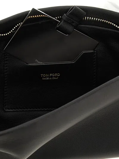 Tom Ford Aura Leather Clutch Bag With Lettering Logo On The Front In Black