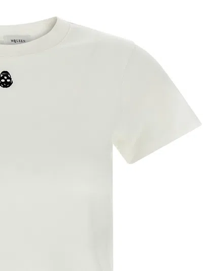 Alexander Mcqueen Skull Embroidered Regular Fit T-shirt In White