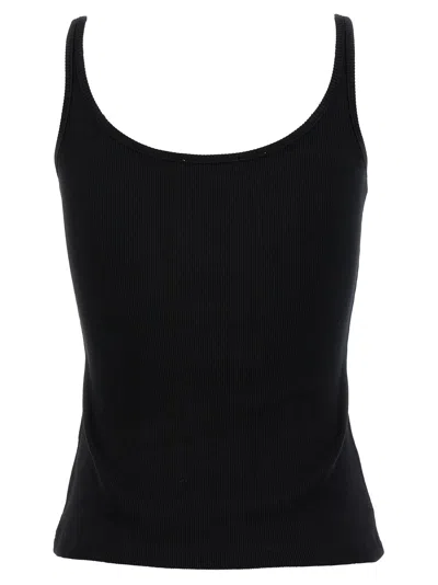 Off-white Stretch Cotton Tank Top Scoop Neckline In Black