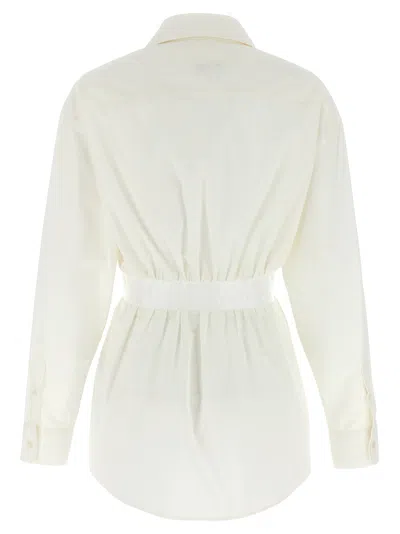 Mm6 Maison Margiela Collared Shirt With Cuffed Sleeves And Elastic Waistband In White