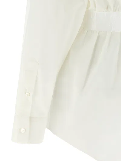 Mm6 Maison Margiela Collared Shirt With Cuffed Sleeves And Elastic Waistband In White