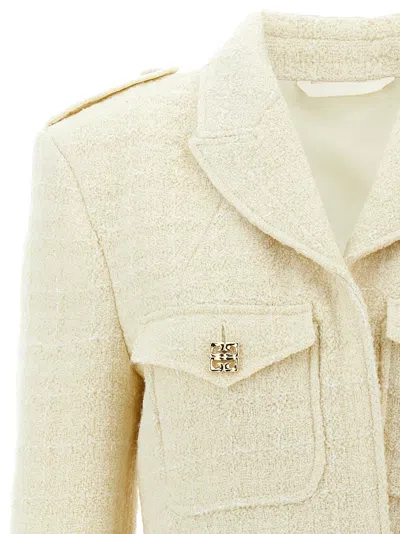 Givenchy White Jacket With Logo 4g Detail On The Buttons In Wool Blend Woman In White