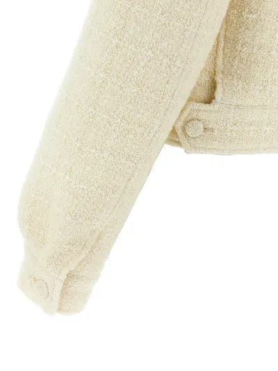 Givenchy White Jacket With Logo 4g Detail On The Buttons In Wool Blend Woman In White