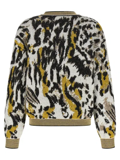 Missoni Boxy Crew Neck Sweater With Animalier Pattern In Multi