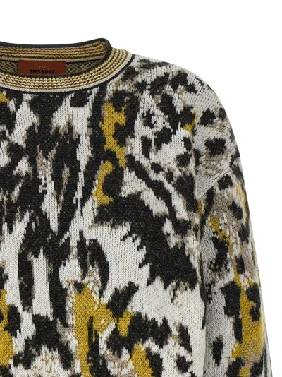 Missoni Boxy Crew Neck Sweater With Animalier Pattern In Multi