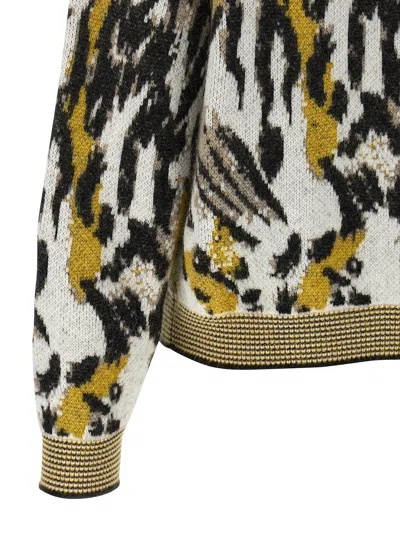 Missoni Boxy Crew Neck Sweater With Animalier Pattern In Multi