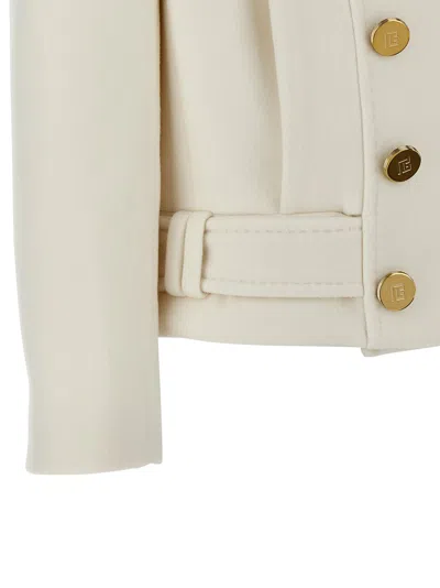 Balmain Double-breasted Coat In Neutral