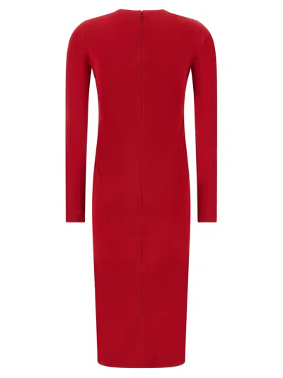 Versace Embellished Twisted Satin-jersey Dress In Red