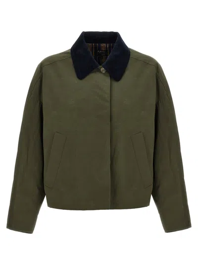 Apc Cropped Boxy Jacket With Button-up Front In Green