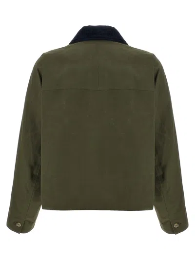 Apc Cropped Boxy Jacket With Button-up Front In Green