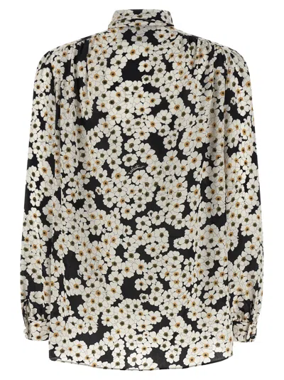 Valentino Apres Lhivier Floral Pleated Neck Shirt In Multi