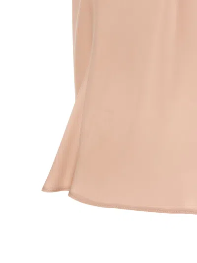 Pinko Carota Pink Sleeveless Top With Adjustable Spaghetti Straps And Ruched Neckline In Tech Fabric Woman In Neutral
