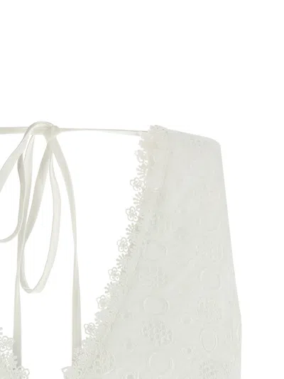 Pinko Kiersten Top Eyelet Lace Peplum Sleeveless In White