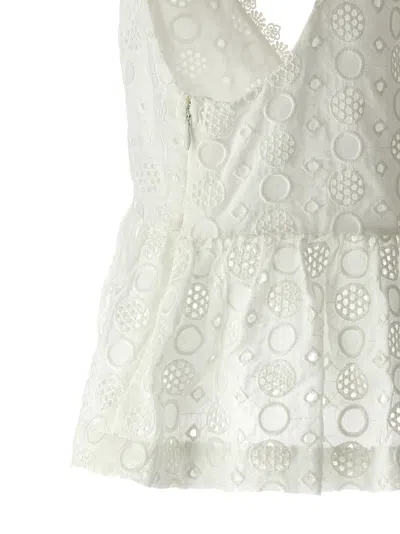Pinko Kiersten Top Eyelet Lace Peplum Sleeveless In White