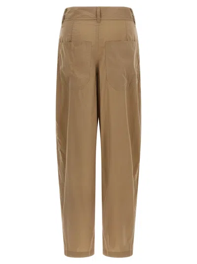 Isabel Marant Inaya High Waist Gathered Straight Leg Pants In Brown