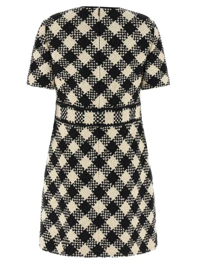 Valentino Womens Betulla Nero Diamond-check Textured Woven Mini Dress In Multi