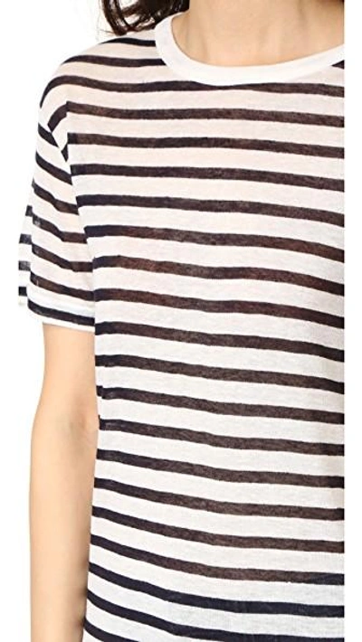 Shop Alexander Wang T Stripe Cropped Tee In Ink And Ivory