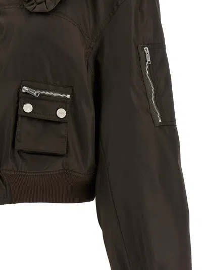 Ganni Duchesse Nylon Bomber Jacket In Brown