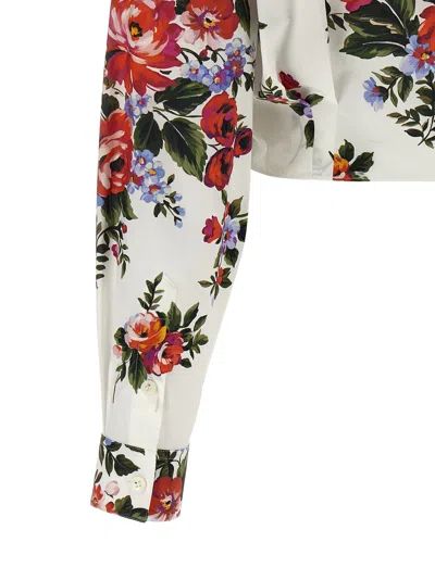 Dolce & Gabbana Cotton Shirt With A Bouquet Of Flowers Print Shirts White In Multi